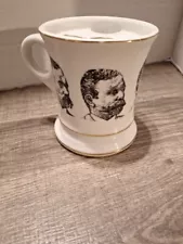 Vintage Porcelain trim Mustache Faces Shaving Mug