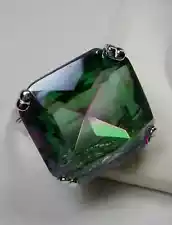 Sterling Silver 20ct Huge Square Cut Simulated Mystic Topaz Ring For Women