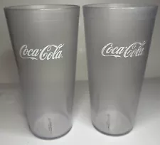 Set Of 2 Coca Cola Clear Plastic Tumblers Cups 20 oz -Restaurant Style