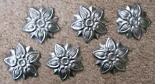 SIX 6 Metal ROSETTE Ornaments Antique Steamer Trunk Restoration Hardware Parts