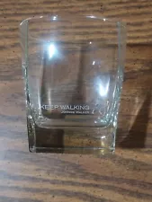 KEEP WALKING JOHNNIE WALKER Square Base Rocks Glass Etched-RARE 2 set in box