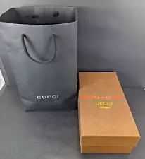 EMPTY Gucci Gift Shoe Box w Bag Brown Storage Signature Logo 12.5 x 6.5 x 4.25"