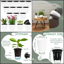 16 Pcs 4" Self Watering White Planter Pots for Succulents & Flowers