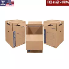 3-Pack Hanging Wardrobe Moving Boxes W/ Handles Easy Setup & Safe Closure New