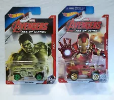 Hot Wheels Avengers Sting Rod #6 Iron Man, Rockster #4 Hulk Lot Of 2 For Sale