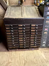 ANTIQUE PRINTERS CABINET SLANT TOP 42 X 55 X 32 HAND CRAFTED 31 DRAWERS $750