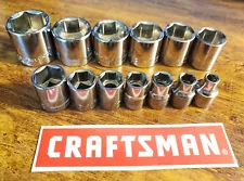 NEW CRAFTSMAN 13 Piece 3/8" Drive Shallow SAE 6 Point Socket Set 1/4-1"