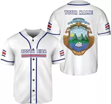 Personalized Costa Rica Baseball Jersey, Costa Rican Baseball Jersey for Men Wom