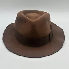 Indiana Jones 100% Wool Brown Fedora Hat Lucas Film Headwear Collection Doorman