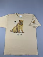 Vintage Shar Pei Shirt Mens Medium Brown Dog Puppy Pet Short Sleeve Graphic 90s