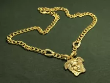 Fashionable Versace Gold Plated Chain Medusa Logo Pendant Modish Necklace