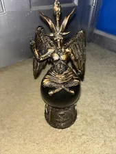 Satanic Statue Baphomet Coagula With Black Orb And Pentagrams