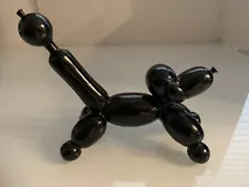 Modern Gloss Black Ceramic Balloon Dog Figurine 8 1/4" Jeff Koons Style