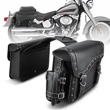 Motorcycle Leather Throw Over Saddlebags For Harley Softail Night Train FXSTB (For: 2004 Harley-Davidson Night Train)