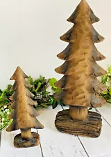 Hobby Lobby Resin Brown Woodland Tree/Christmas Tree Decor Set of Two