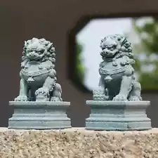 New ListingFU Foo Dogs Pair Guardian Lion Statues Chinese Feng Shui Figurines Desk Ornament