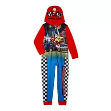 Super Mario Pajamas One Piece Hoodie Union Suit Costume Boys 4-12 Nintendo Kart