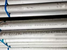 304 Welded Stainless Steel Pipe, 2.5"  inch NPS , Schedule 40S, 22 inches long  