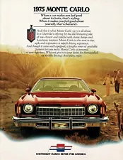 1975 Chevrolet Monte Carlo Coupe Landau Coupe NOS Dealer Sales Brochure