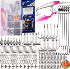 226pcs Saltwater Fishing Tackle Kit w/ Box Lures Rigs Bucktail Jig Hooks Bait