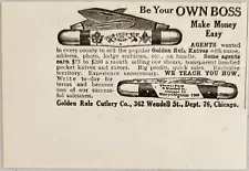 1910 Print Ad Golden Rule Pocket Knives for Novelty Sales Make Money Chicago,IL