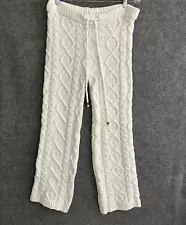 Pol Pants Women's Medium White Chenille Cable Knit Drawstring Cozy Lounge Wear