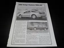 ORIGINAL 1992 Dodge Daytona Iroc/RT & 1992 Viper V-10 write-up