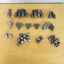 Lot of 54 Lead Fishing Weights Sinkers Bank/Pyramid/Egg Slip Read Description