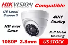 Hikvision Compatible Analog CCTV 2MP TVI Dome Camera 2.8mm Wide Angle Outdoor