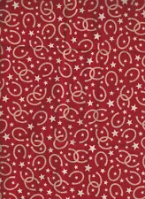 1 Yard Of Red With White Stars & Horseshoes Print Cotton Fabric L@@K