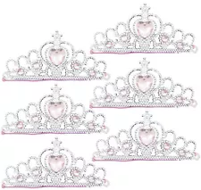 6 Silver Elastic Princess Tiaras - Pinata Toy Loot/Party Bag Fillers Wedding/Kid