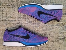 NEW RARE 2016 MEN NIKE FLYKNIT RACER GAME ROYAL PINK FLASH [526628-400] 9.0 US