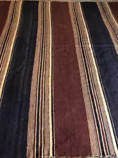 Vintage Handwoven Tribal Striped Pakistani Rug, Maroon And Navy