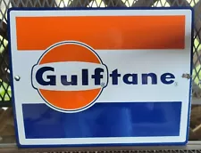 PORCELAIN GULFTANE GULF PUMP PLATE ADVERTISING SIGN