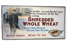 SHREDDED WHOLE WHEAT REPRODUCTION ADVERTISEMENT CARDBOARD 13x7'' USA 1991 RARE