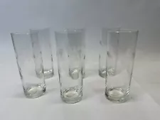 RADIO BRAND 12 Oz Fine Glass Hand Etched Wheat Design Drinking Glasses Qty 6