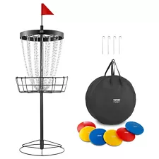 VEVOR 24-Chains Disc Golf Basket Portable Disc Golf Catcher Black Hole Practice