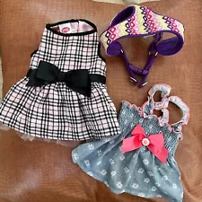 3 pc XS Dog Cat Pet Dresses & Harness Fancy Dress Summer Dress Cute Pet Outfit