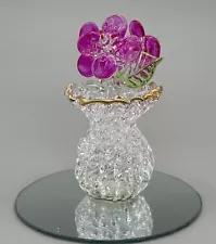 Spun Glass Pink Floral Figurine on Mirror EAST WEST DISTRIBUTING CO