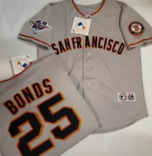 Majestic San Francisco Giants BARRY BONDS 2002 World Series Baseball JERSEY Gray