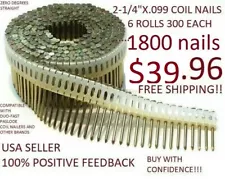 Coil Nails Zero Degree 2-1/4-in x .099 Electro Galvanized Smooth Shank 1800 pcs