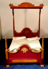 DOLLHOUSE MINIATURE BESPAQ BELMONT BED CHERRY 1" MINT