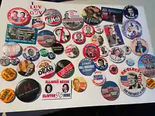 Large LOT of 50+ political buttons for collectors, dealers, flea market sales