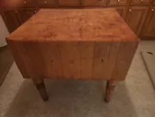 Antique butcher block island used in 1930 at A&P