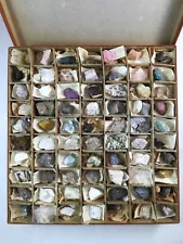 Vintage Mixed Rock Collection Rough Specimens 70 Piece Stone Minerals Boxed