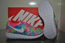 Nike Roshe One Print GS Girls Running Shoes 677784 607 Pink/Green/Blue/White NIB