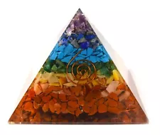 Huge 98mm 7 Chakra Orgonite Orgone Pyramid Energy Reiki Charged Heal Generator