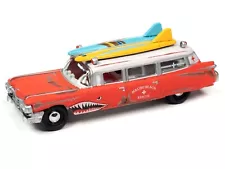 Johnny Lightning New 1/64th Diecast Car '59 Cadillac Ambulance Surf Shark