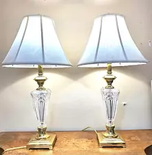 Designer Waterford Crystal Pair Of Lamps 29"