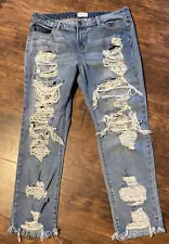 CELLO Distressed Cropped Jeans Women's 9 Low Rise Frayed Hem